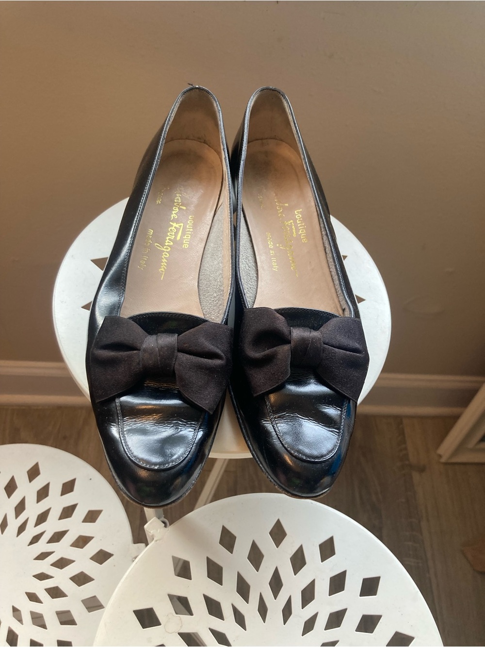 Ferragamo Black Bow Loafers